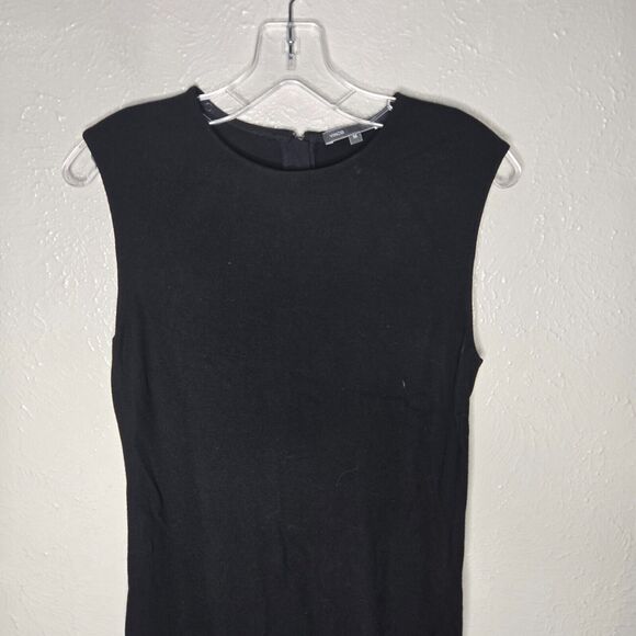 Vince. Sleeveless Knit Stretch Back Zip Sheath Dress Black Women's Size Medium - Picture 3 of 9